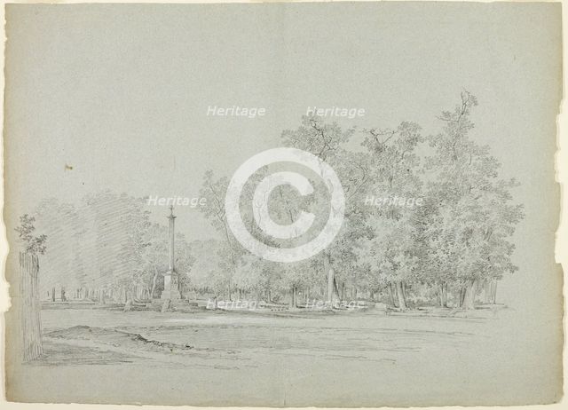 View of the Park st Versailles: Landscape with Memorial Column and Grove of Trees, n.d. Creator: Pierre Antoine Mongin.