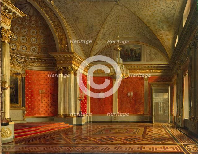 View of the Peter's (Small Throne) Room in the Winter Palace, 1837. Creator: Sergey Zaryenko.