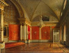 View of the Peter's (Small Throne) Room in the Winter Palace, 1837. Creator: Sergey Zaryenko