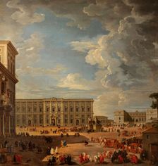 View of the Piazza del Quirinale, 1733. Creator: Pannini (Panini), Giovanni Paolo (1691-1765)