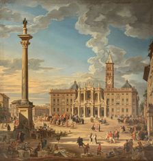 View of the Piazza Santa Maria Maggiore, 1742. Creator: Pannini (Panini), Giovanni Paolo (1691-1765)