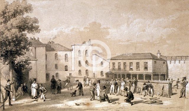 View of the playground of Burlington House and School, Fulham, London, c1825. Artist: Anon