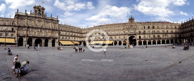 View of the Plaza Mayor of Salamanca with the City Hall, designed by architect Alberto de Churrig…