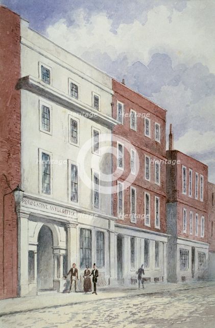 View of the Prerogative Will Office, Doctors' Commons, City of London, 1840. Artist: Anon
