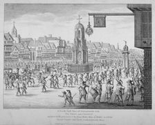 View of the procession of Marie de Medici along Cheapside, City of London, 1638 (1809). Creator: Anon