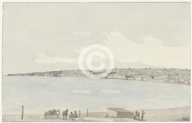 View of the promontory of Posillipo with ancient palace..., 1778. Creator: Louis Ducros.
