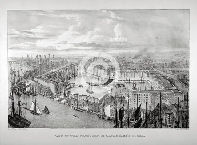 View of the proposed St Katharine's Dock, London, c1825.  Artist: Thomas Mann Baynes