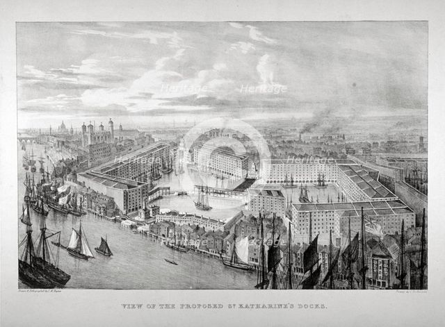 View of the proposed St Katharine's Dock, London, c1825.  Artist: Thomas Mann Baynes