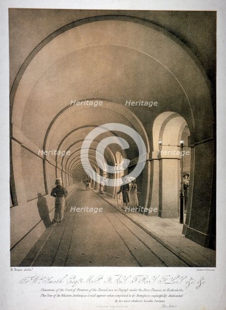 View of the (proposed) western archway of the Thames Tunnel, London, c1831. Artist: Anon