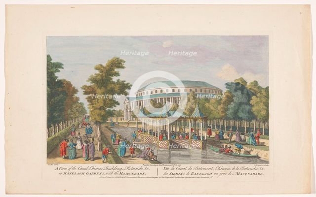 View of the Rotunda and the Chinese Pavilion on the Canal in London's Ranelagh Gardens..., 1752. Creator: Charles Grignion.