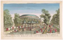 View of the Rotunda and the Chinese Pavilion on the Canal in London's Ranelagh Gard..., 1752-1799. Creator: Anon