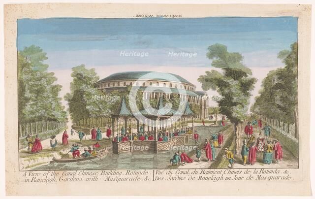View of the Rotunda and the Chinese Pavilion on the Canal in London's Ranelagh Gard..., 1752-1799. Creator: Anon.