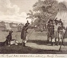 View of The Royal Archers in Finsbury Fields, c1750. Artist: Anon
