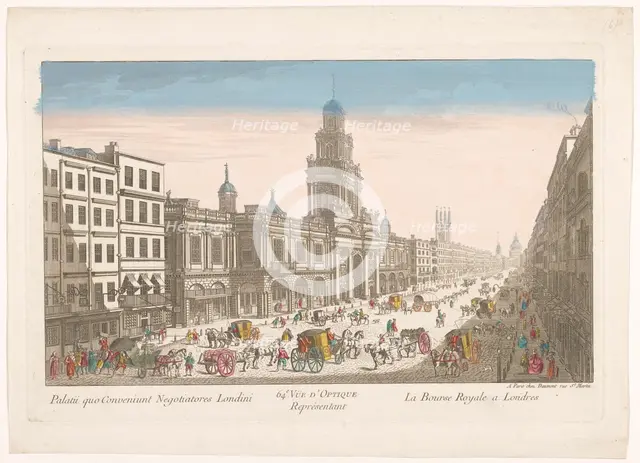 View of the Royal Exchange in London, 1745-1775. Creator: Anon.