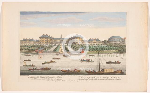 View of the Royal Hospital Chelsea and the Rotunda in London's Ranelagh Gardens, 1751. Creator: Thomas Bowles.