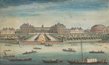View of the Royal Hospital Chelsea and the Rotunda in London's Ranelagh Gardens, 1751. Creator: Thomas Bowles