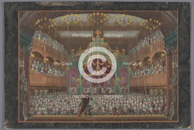 View of the royal lodge of the Schouwburg in Amsterdam with a performance for Willem V, 1768-1799 Creator: Anon.