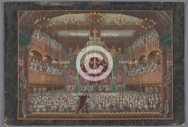 View of the royal lodge of the Schouwburg in Amsterdam with a performance for Willem V, 1768-1799 Creator: Anon.