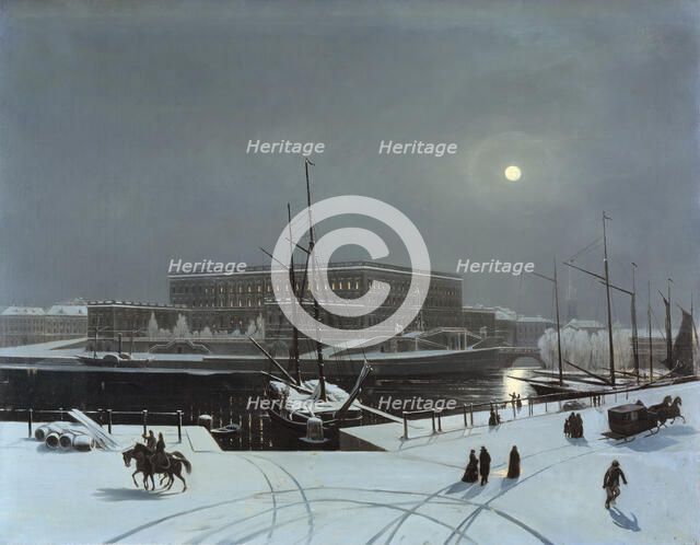 View of the Royal Palace of Stockholm. Winter, mid 19th century. Creator: Karl Stefan Bennet.