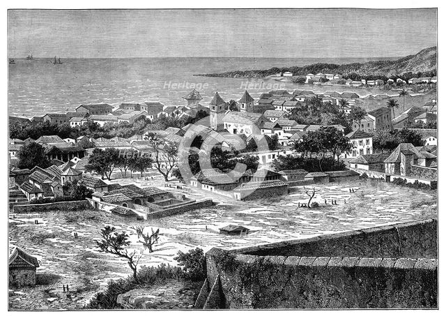 'View of the roadstead and town of San Paolo de Loanda', Angola, West Africa, c1890. Artist: Unknown