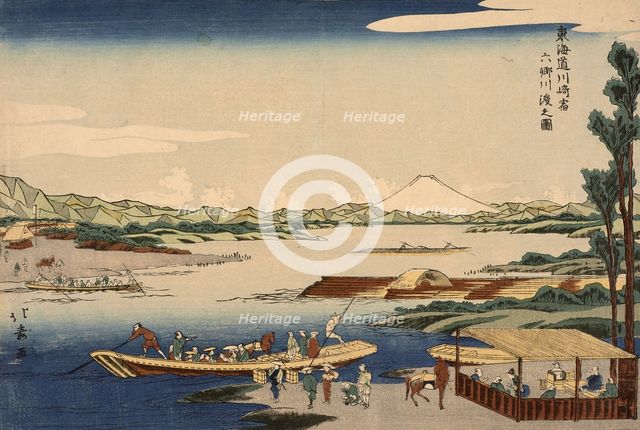 View of the Rokugo River Crossing at the Kawasaki Station. From the series Tokaido Road .