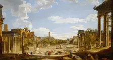View of the Roman Forum, 1735. Creator: Giovanni Paolo Panini