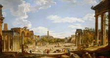 View of the Roman Forum, 1735. Creator: Giovanni Paolo Panini