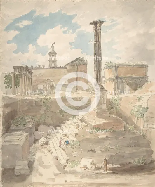 View of the Roman Forum, unexcavated, 1840.