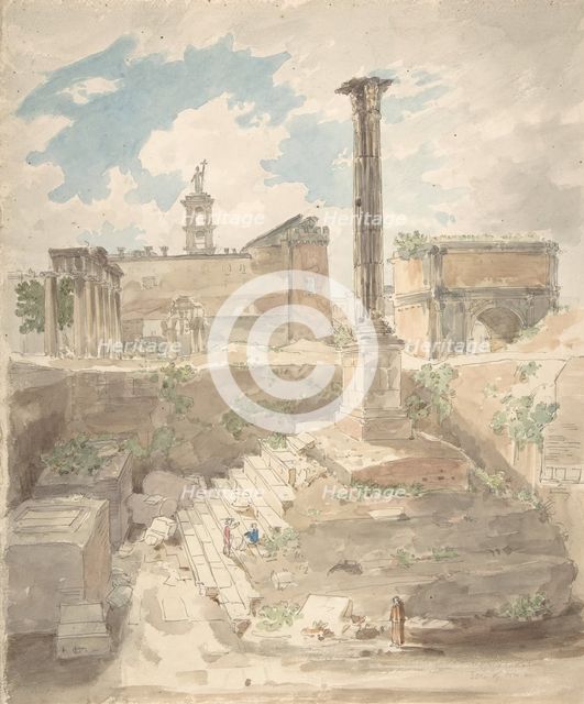 View of the Roman Forum, unexcavated, 1840.
