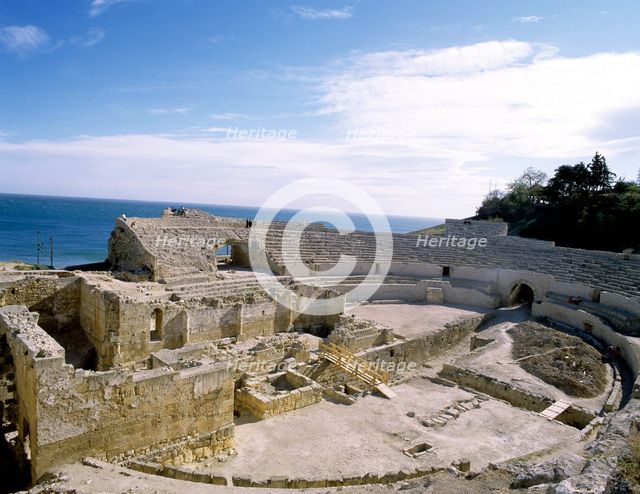 View of the Roman theater of Tarraco, it was built in the age of Augustus in the late 1st century…
