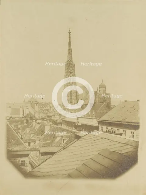 [View of the rooftops and cathedral of Vienna], ca. 1853. Creator: Alois Auer.