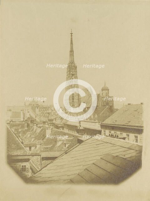 [View of the rooftops and cathedral of Vienna], ca. 1853. Creator: Alois Auer.