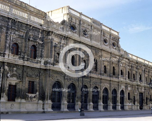 View of the rear façade of the City Hall of Seville, project by Diego de Riaño.