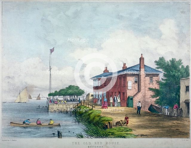 View of the Red House Inn on the banks of the River Thames, Battersea, London, 1850.                 Artist: Anon