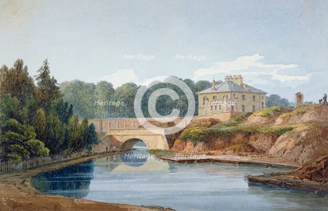 View of the Regent's Canal, Lisson Grove Road, St John's Wood, London, c1830. Artist: William Crotch