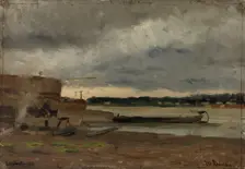 View of the Rhine near Düsseldorf, 1875. Creator: Gerhard Munthe