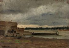 View of the Rhine near Düsseldorf, 1875. Creator: Gerhard Munthe