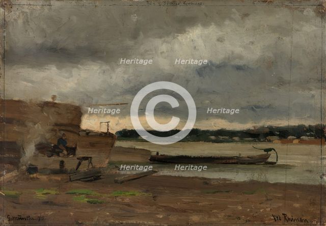 View of the Rhine near Düsseldorf, 1875. Creator: Gerhard Munthe.