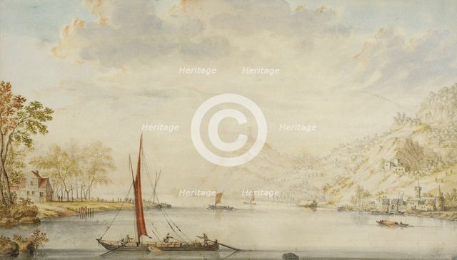 View of the Rhine with buildings on the banks, c1690s. Creator: Jan van Call.