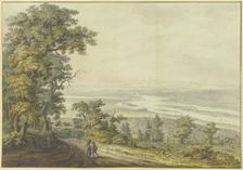 View of the Rhine Valley from the Hohe Wurzel between Wiesbaden..., 1777. Creator: Johann Jakob Koller