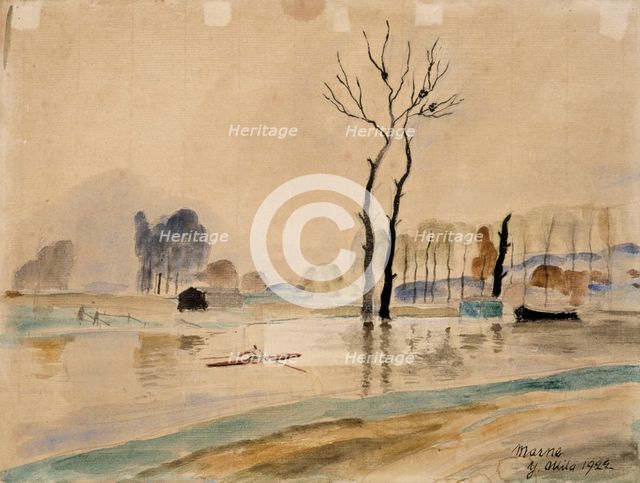 View of the river Marne, 1922. Creator: Yrjö Aleksander Ollila.