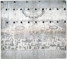 View of the River Thames during the 1683-1684 frost fair, London, 1716. Artist: Anon