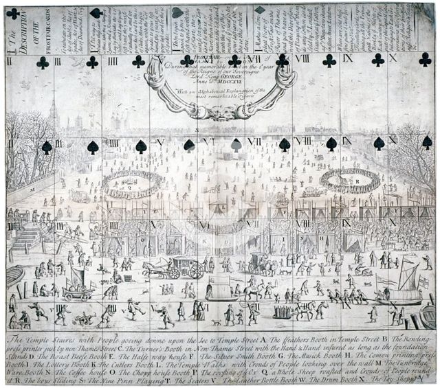 View of the River Thames during the 1683-1684 frost fair, London, 1716. Artist: Anon