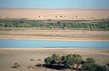 View of the River Tigris from the Ziggurat, Ashur, Iraq, 1977. Creator: Vivienne Sharp