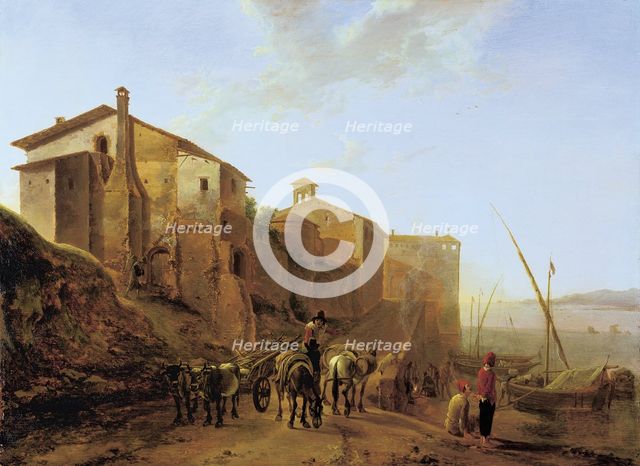 View of the Ripa Grande in Rome, c1640-1645. Creator: Jan Dirksz Both.