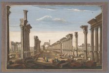 View of the ruin of the arch of the colonnade at Palmyra, seen from the west side
, 1745-1794. Creator: Anon
