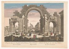 View of the ruin of the arch of the colonnade at Palmyra, seen from the east, 1745-1775. Creator: Anon