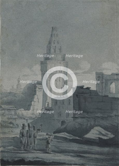 View of the ruins caused by a bomb explosion in the Moscow Kremlin during the retreat of the French 