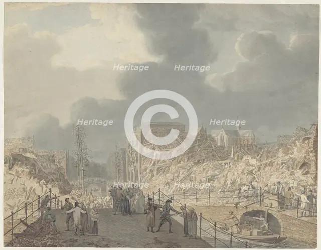 View of the ruins...after the explosion of the powder ship on Jan 12, 1807, (1807-1809).  Creator: Jan Willem Pieneman.
