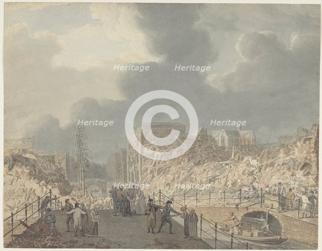 View of the ruins...after the explosion of the powder ship on Jan 12, 1807, (1807-1809).  Creator: Jan Willem Pieneman.
